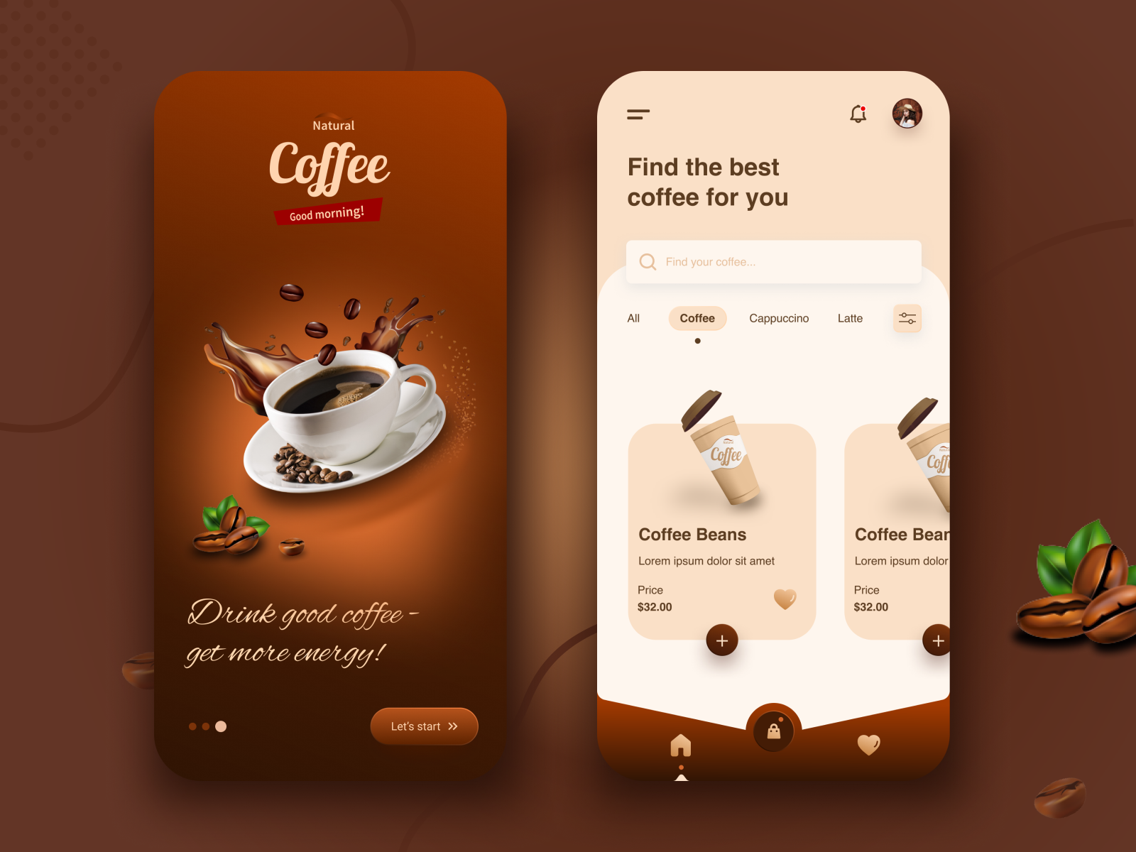 Natural Coffee Shop Page by Senthil Kumar 45 on Dribbble