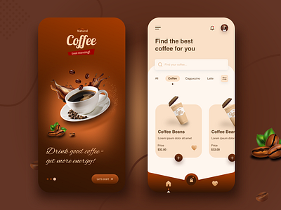 Natural Coffee Shop Page branding coffee coffee landing page coffee mobile app design figma graphic design mobile app ui ui design web design