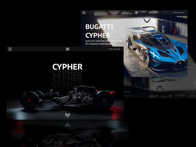 Bugatti recreation 3d adobexd black branding design figma illustration minimal ui website