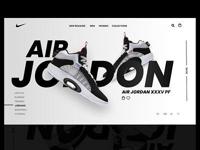 Nike Air Jordan Website Concept adobe xd basketball black black white figma jordan minimal nike nike shoes ui website concept website design