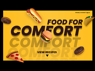 Comfort food : Recpie website beautiful black comfort design dribbbleweeklywarmup figma food minimal ui website yellow