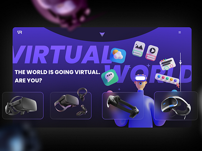 Virtual reality company Landing page UI 3d adobe xd beautiful black branding design figma minimal ui virtualreality website