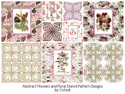 Abstract Flowers and Floral Stencil Pattern Designs