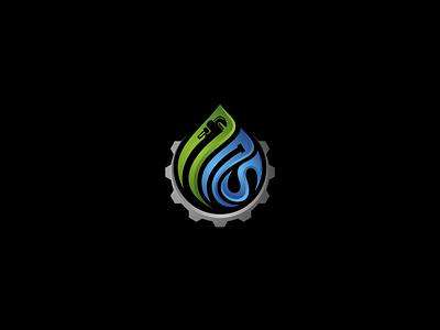 logo design plumbing PPS contruction design gear icon industrial plumbing vector water