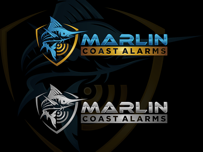 logo design marlin alarm design icon logo security vector