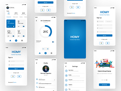 HOMY | Smart Home App app design graphic design homy portofolio signin signup smarthome ui ux wheater