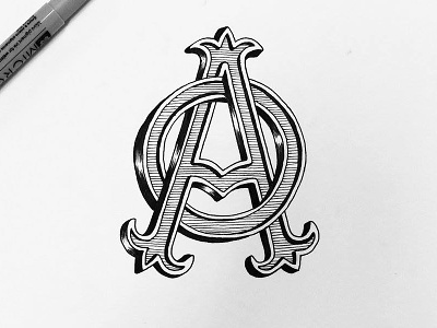AO monogram handlettering lettering logo micron monogram type typografi typography
