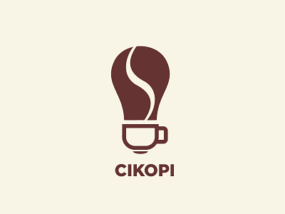 cikopi logo branding bulb cafe coffee coffee cup concept design drink icon lamp light bulb logo resto