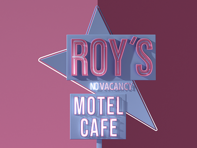 Roy's Motel Road Sign 3d cinema 4d cinema4d design light motel pastel retro road sign road signs roys typeface typo