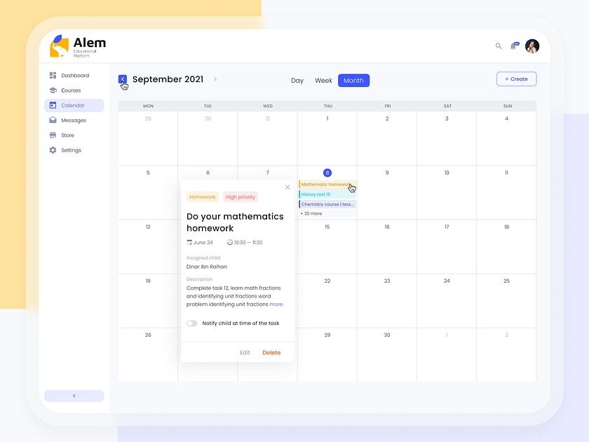 Planning Calendar Online educational platform by Anna Lukina on Dribbble