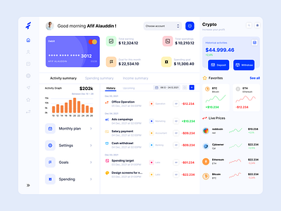 FAM Finance - Management App Dashboard app design bitcoin coin crypto currency dashboard finance money uiux