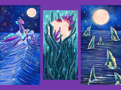 Sea Monsters with Moon