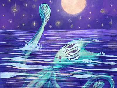 Squid Monster blue book illustration calendar character design design digital fantasy illustration merch monster monsters ocean postcard poster print purple sea squid stars wall