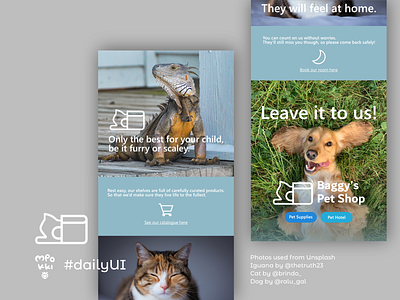 Landing to Baggy's Pet Shop Page dailyui design ui vector