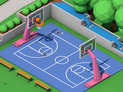 Basketball dunks - 3D animation 3d 3d animation 3d modelling animation ball basket basketball basketball court cinema 4d dunk fun illustration loop loop animation pigeon score