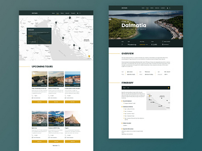 Landing page for a travel agency card concept design landing page design map minimalism overview sea tours travel trips uiux