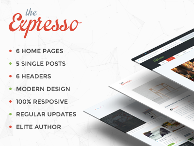 Expresso - A Modern Magazine and Blog Wordpress blog boxed clean discussion fashion listing magazine modern news personal post reviews