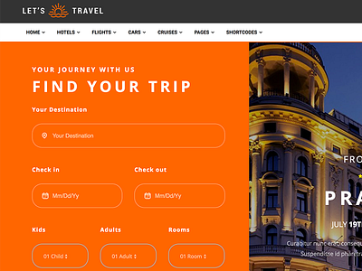 Let's Travel - Responsive Travel Booking Site WordPress Theme agency booking car cruise flight hotel tour tourism travel travel booking theme