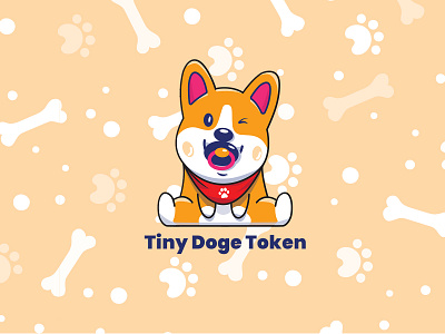 Tiny Doge Token Logo branding cute cute logo design dog dog logo icon illustration logo poster vector yellow