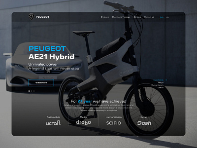 PEUGEOT AE21 Hybrid Landing page app bike branding car design graphic design landingpage peugeot typography ui ux uxui web website