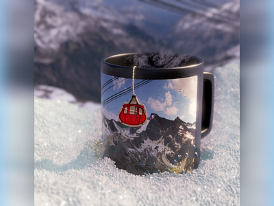 Tea time on the slopes 3d blender tea
