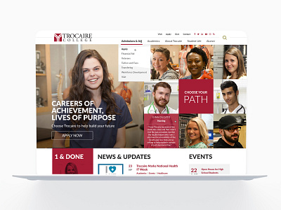 Trocaire College Homepage college feed hero homepage interactive mockup red responsive students trocaire ui university ux ux ui website white