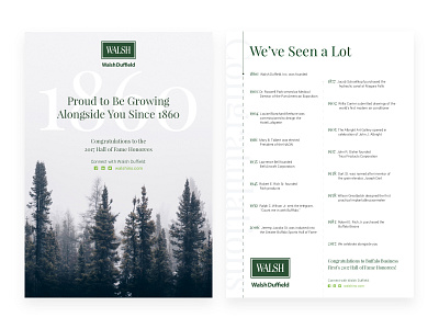Walsh Duffield Print Ad awards green insurance print timeline trees typography white