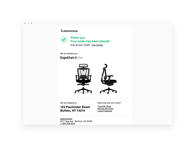 Daily UI 017 • Email Reciept autonomous black chair daily ui email minimal receipt ui ux ux ui white