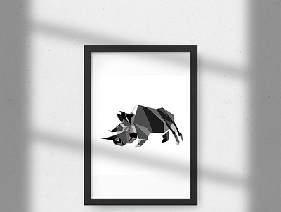 Rhino Origami Ilustration animal animal art animal illustration ilustration wall decor