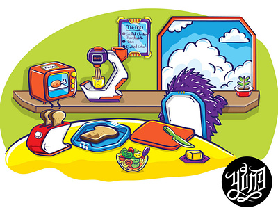 Life of a monster 4 cute eating hi tech illustration life monster sci fi