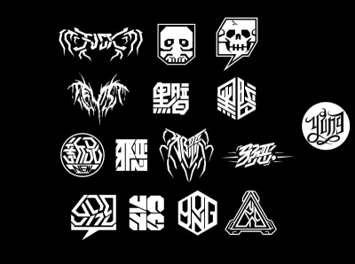 Logo design black and white dark design horror logo skull