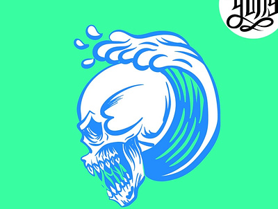 Skull and sea design horror illustration logo sea skull skullart wave