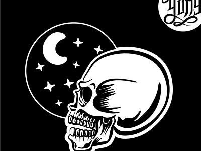 skull artwork 7 blackandwhite horror illustration logo logodesign night skull stars