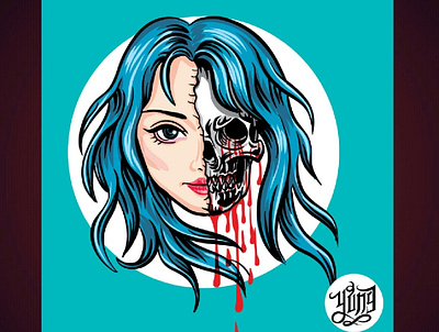 Skeleton girl girl horror illustration logo skeleton skull