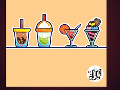 Beverages flat icons design