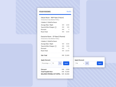 Room Summary appdesign apply discount booking summary dailyui detail summary discount hotel room booking rate breakup room booking room booking summary room detail room summary room total tax breakup ui uidesign userexperience userinterface ux