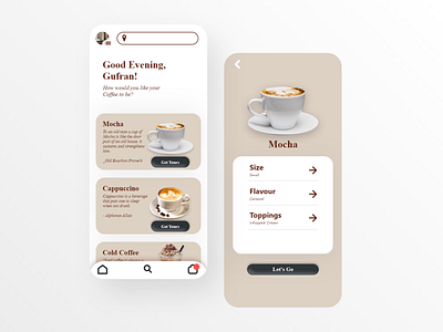 Coffee Shop App app branding design graphic design motion graphics ui