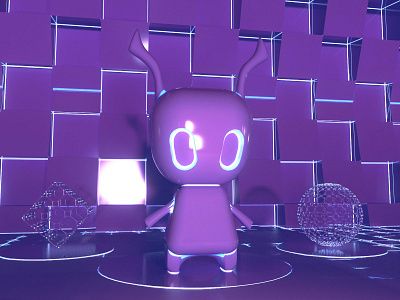 3D Artwork pink robot
