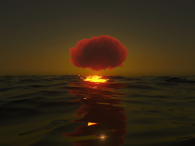 Cloud 3D artwork - night in ocean