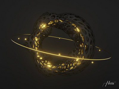 Abstract 3D artwork - Black Gold