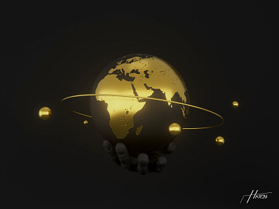Earth 3D artwork - Black Gold