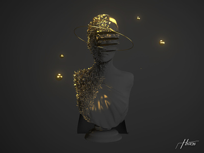 Statue 3D artwork - Black Gold