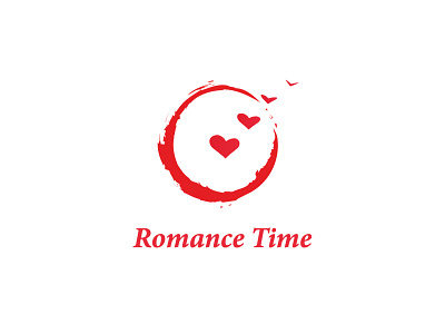 Romance Time bird clock flat heart illustrator logo romance service time vector