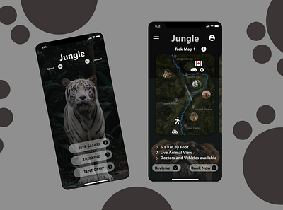 Jungle mobile App forest jungle map safari trekking uidesign