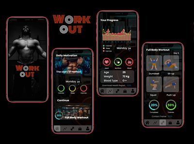 Work Out - Mobile App appdesign apple attempt healthapp ios iphone mobileapp stayhealthy uidesign uiux uxdesign workout
