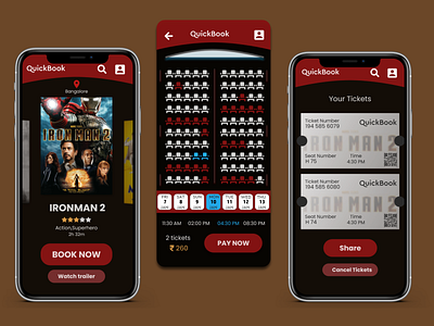 QuickBook- Online movie booking booking easybooking movie movie app tickets ui uiux