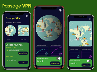 Passage VPN app design appdesign apple attempt ios iphone mobileapp ui uiux ux uxdesign vpn vpn app