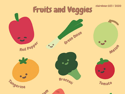 Fruits and Veggies artwork cute cute art design digital digital art digital illustration drawingart illustration