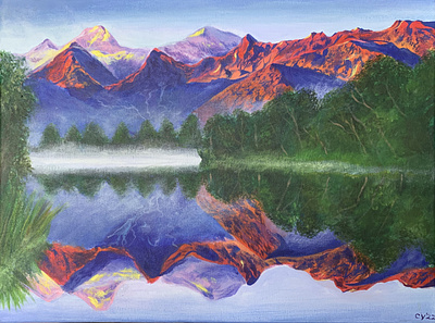 Fox Glacier, New Zealand acrylic paint acrylic painting acrylicpainting art artwork drawingart illustration landscape original artwork