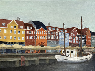 Nyhavn Harbour, Copenhagen acrylic acrylic art acrylic paint acrylic painting art artwork classic painting illustration paint painting traditional art